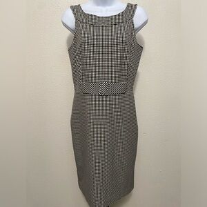 Calvin Klein Black & White Gingham Midi Dress Office Siren Monochrome Minimalist